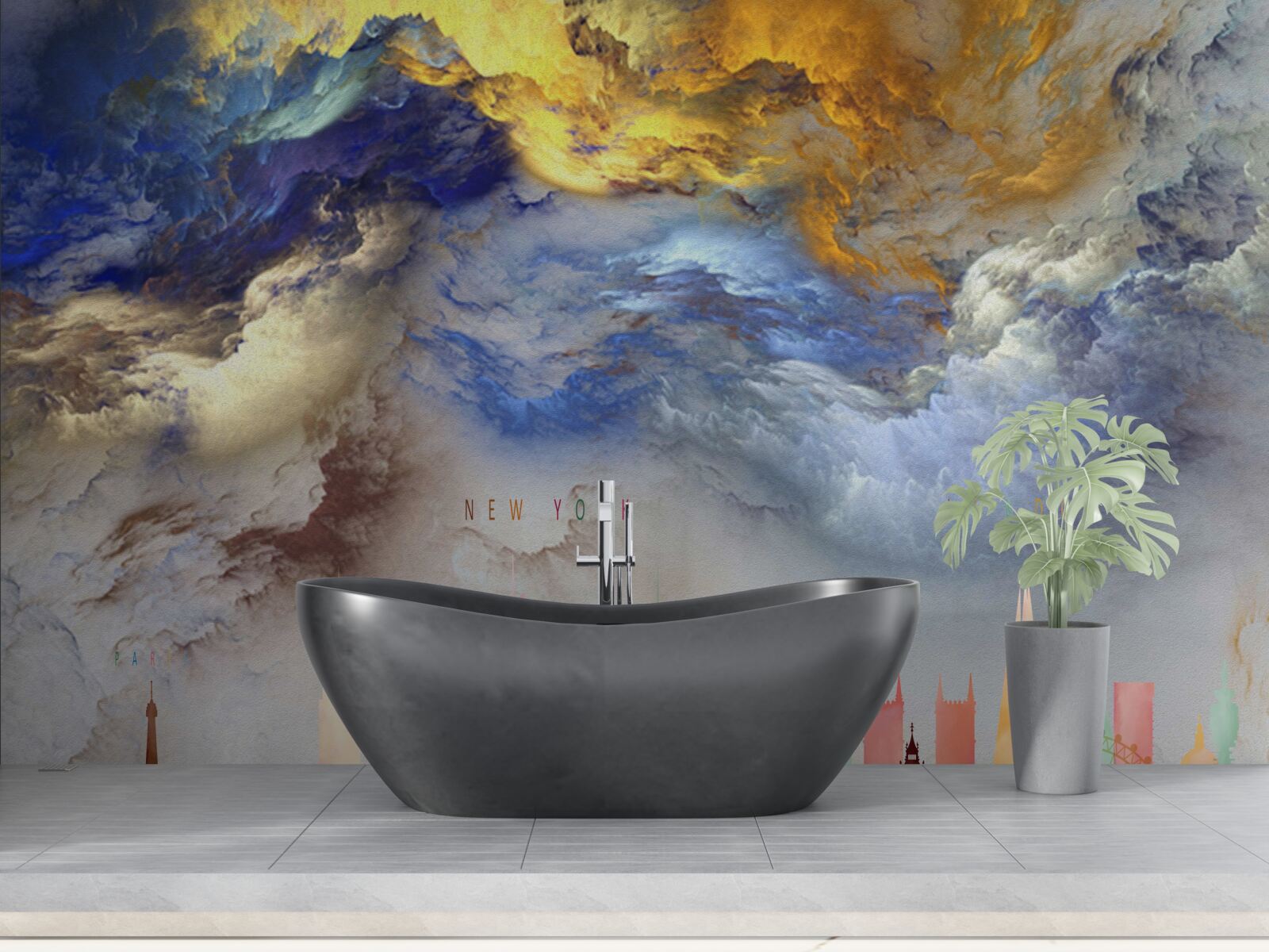 Fototapeta niejasne chmury nad budynkami miasta