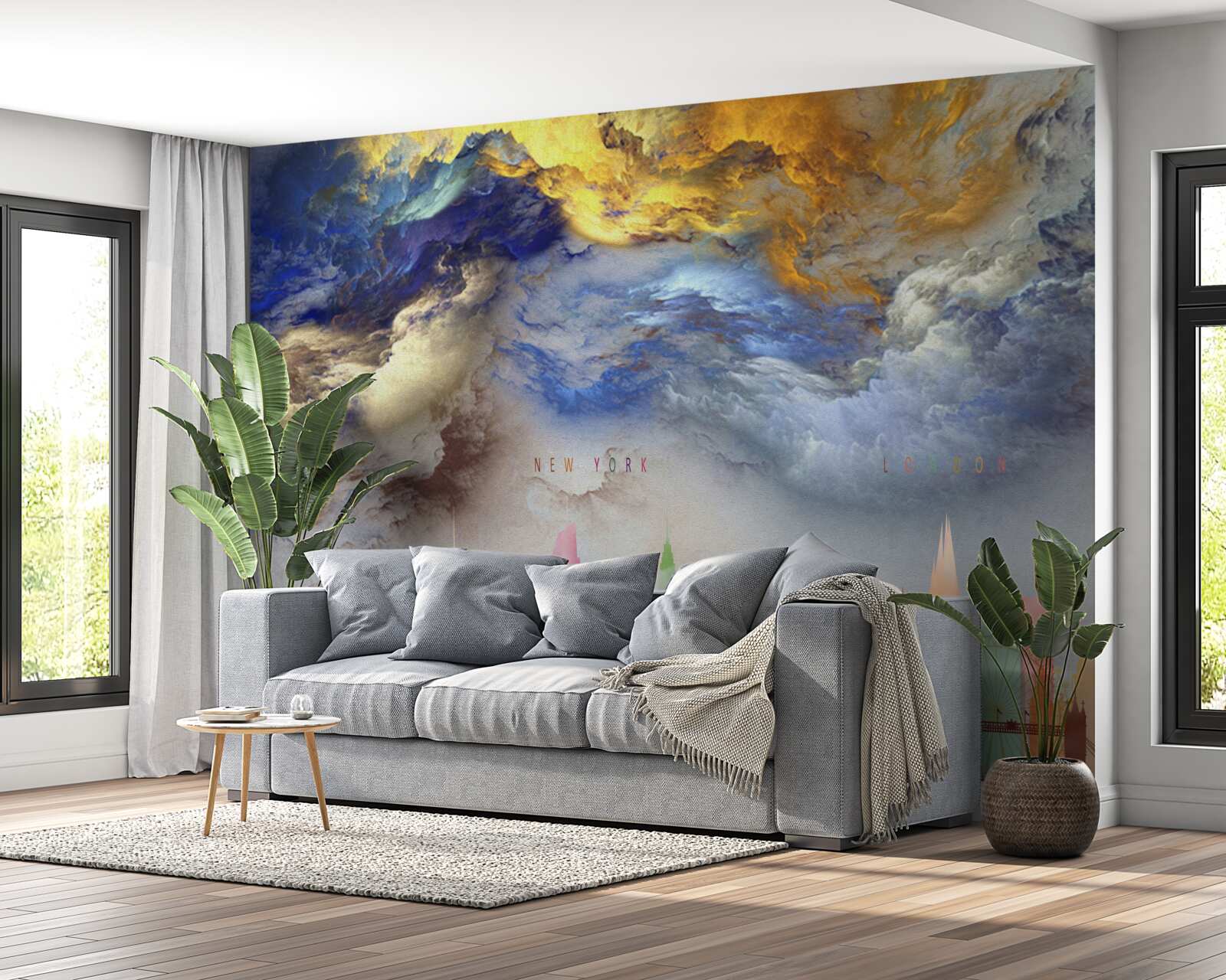 Fototapeta niejasne chmury nad budynkami miasta