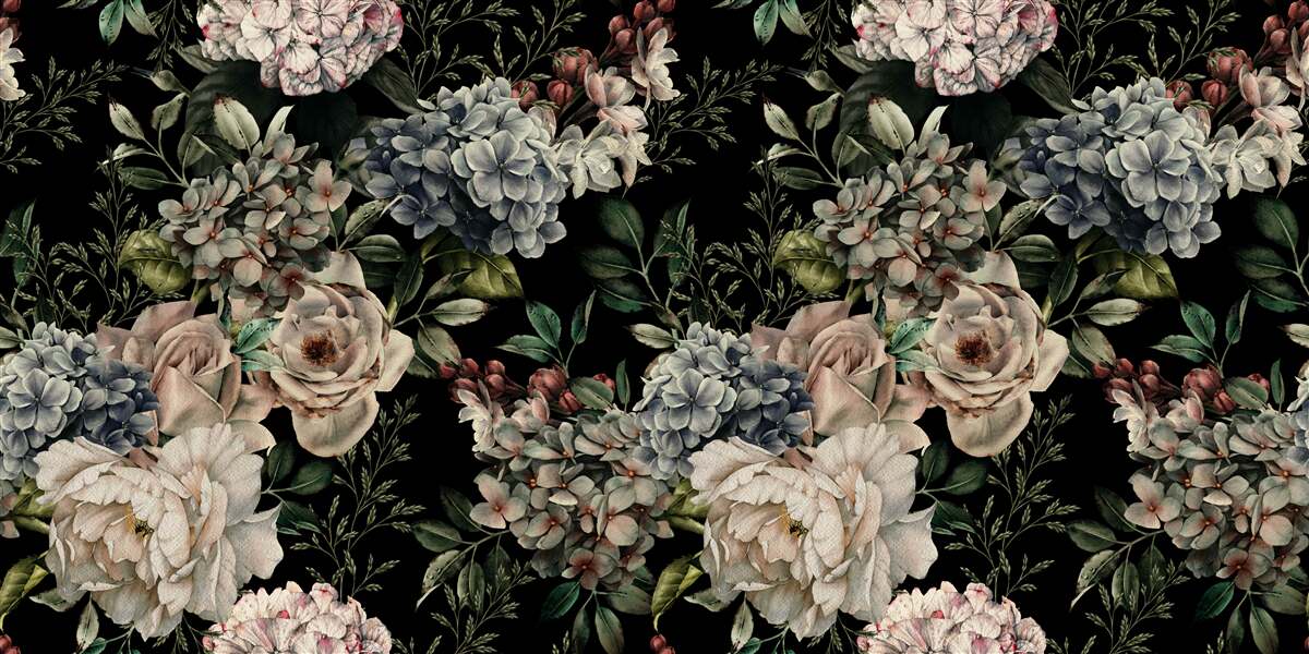 Fototapeta kwitnące gałęzie na ciemnym tle