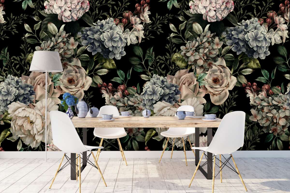 Fototapeta kwitnące gałęzie na ciemnym tle