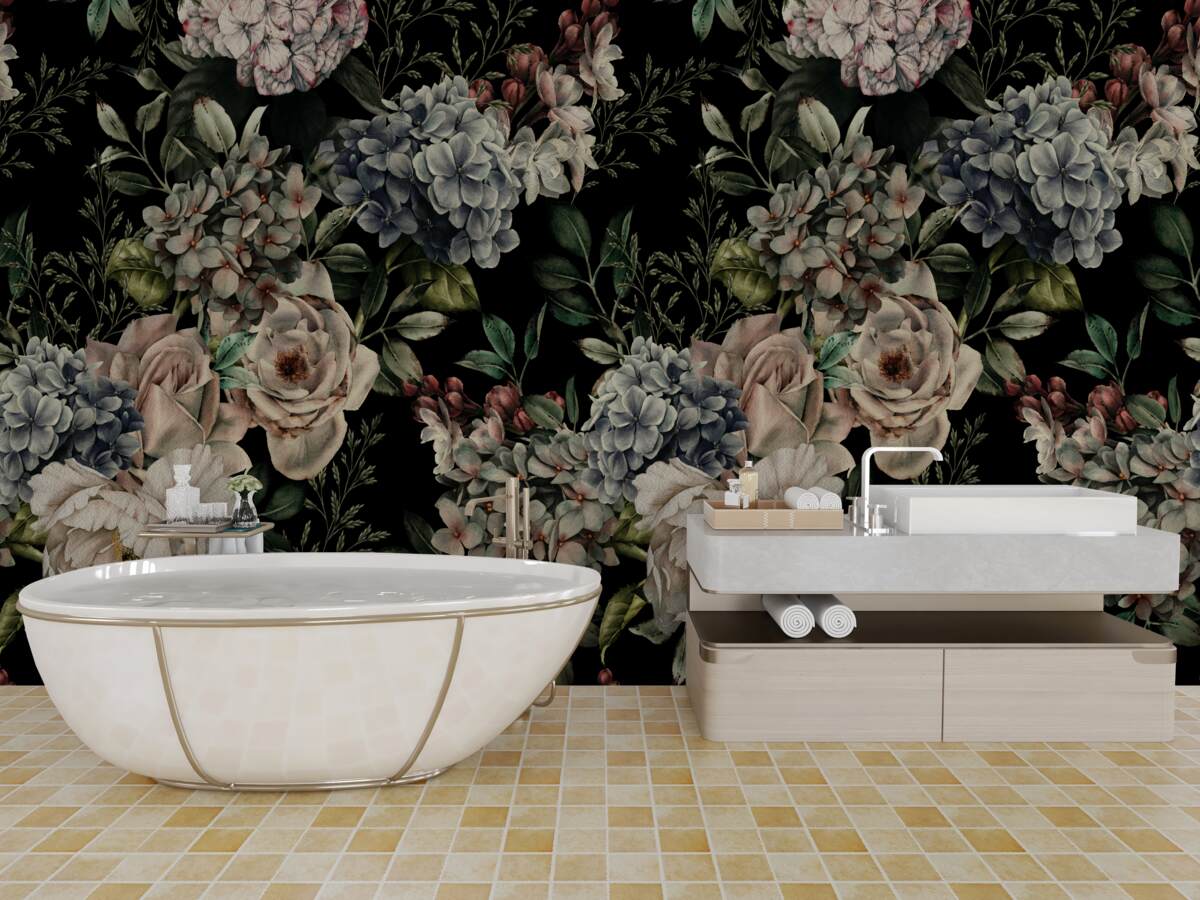 Fototapeta kwitnące gałęzie na ciemnym tle