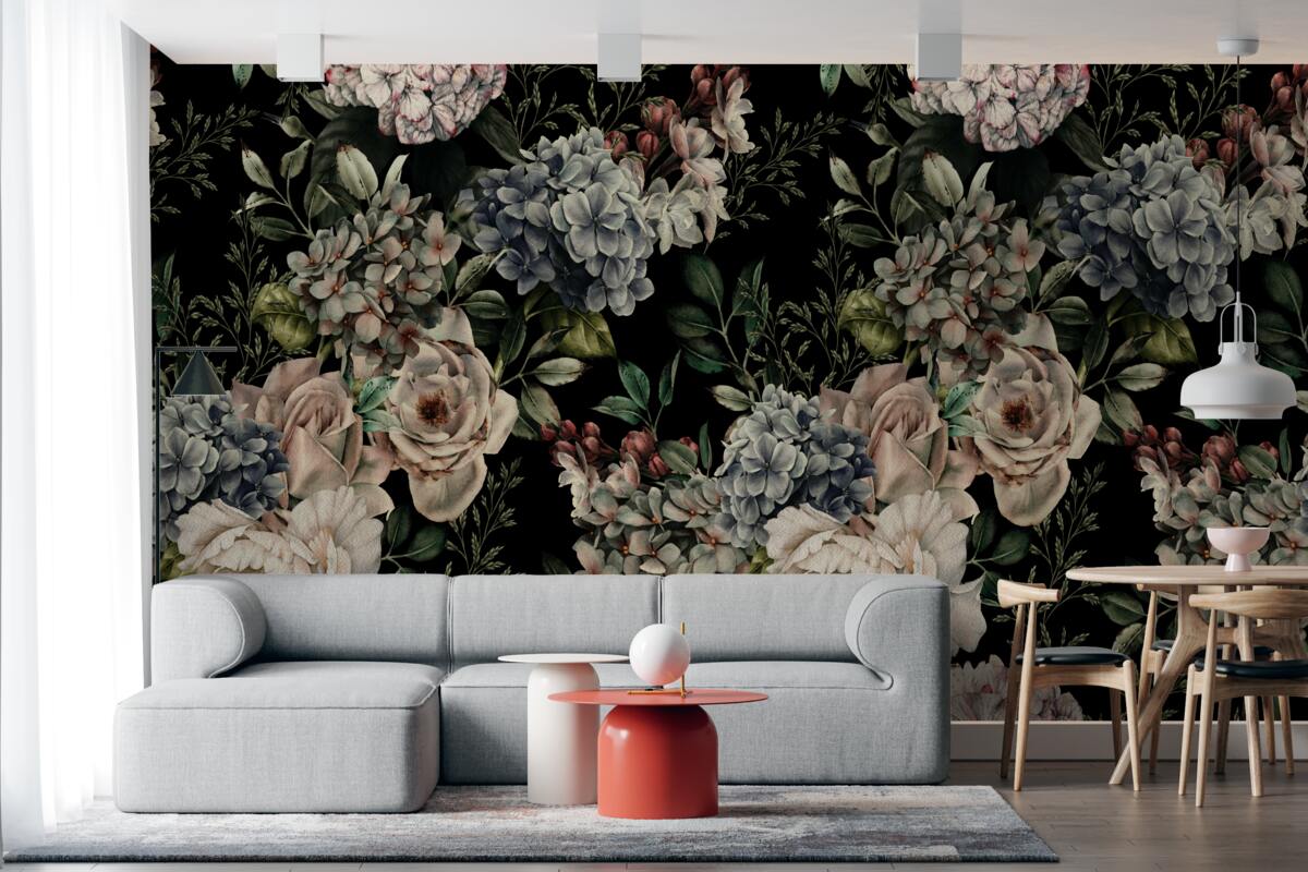 Fototapeta kwitnące gałęzie na ciemnym tle