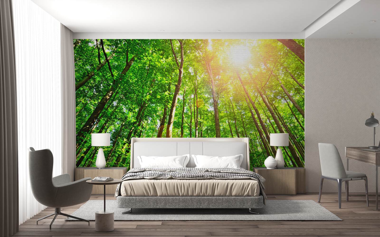 Fototapeta bogate światło słoneczne przebija się przez gęste krawędzie lasu