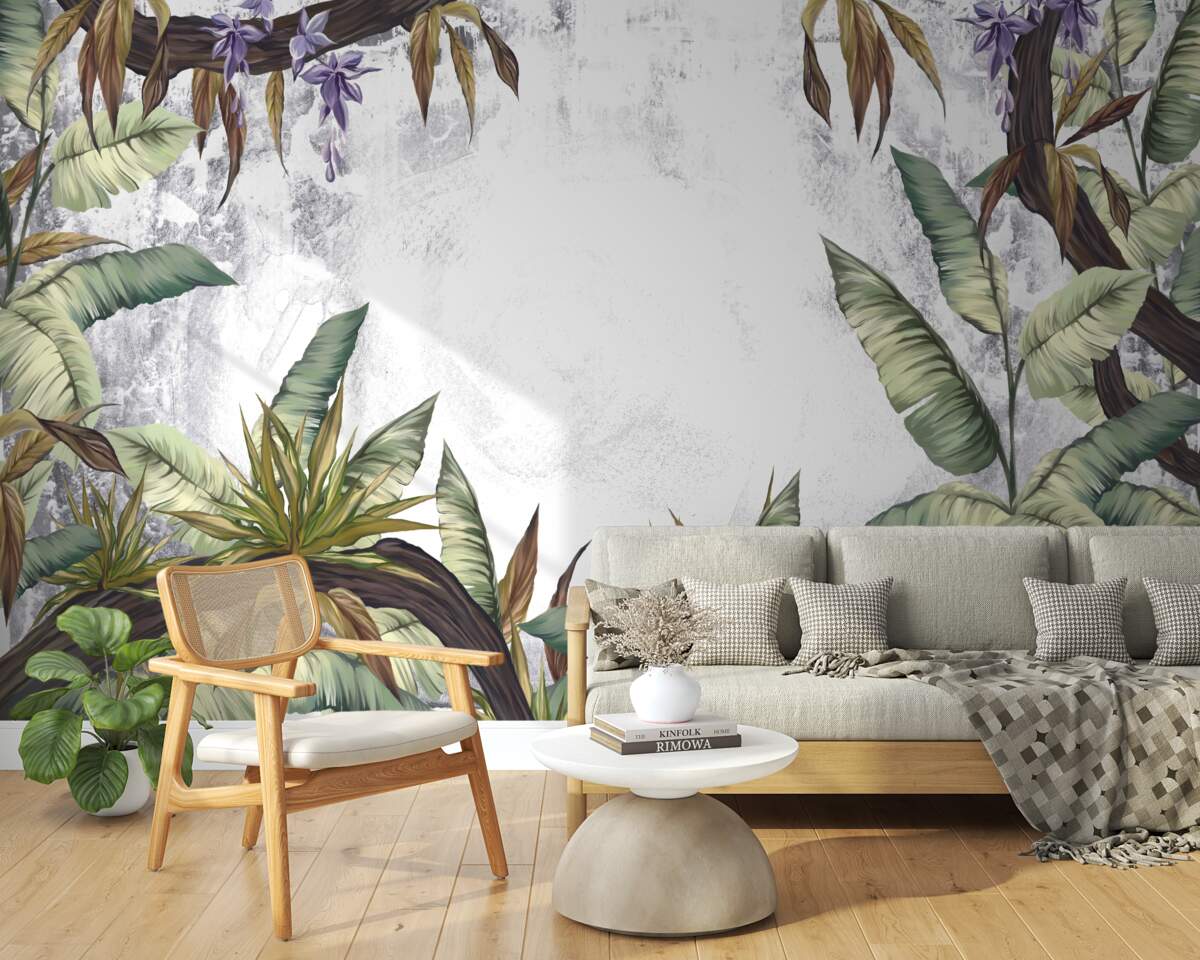 Fototapeta liście flory tropikalnej są zielone