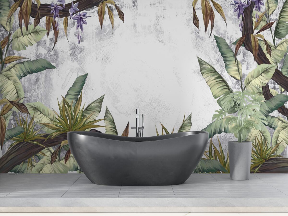 Fototapeta liście flory tropikalnej są zielone