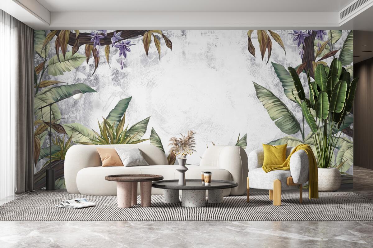 Fototapeta liście flory tropikalnej są zielone