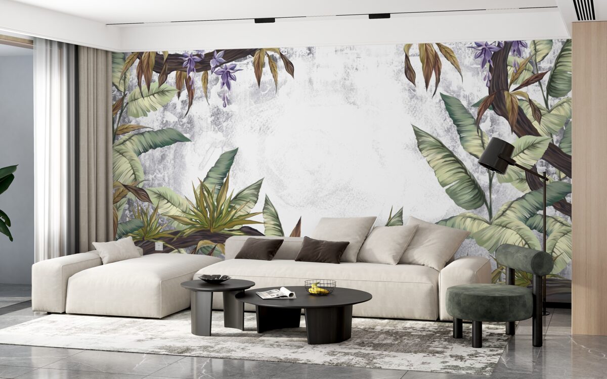 Fototapeta liście flory tropikalnej są zielone