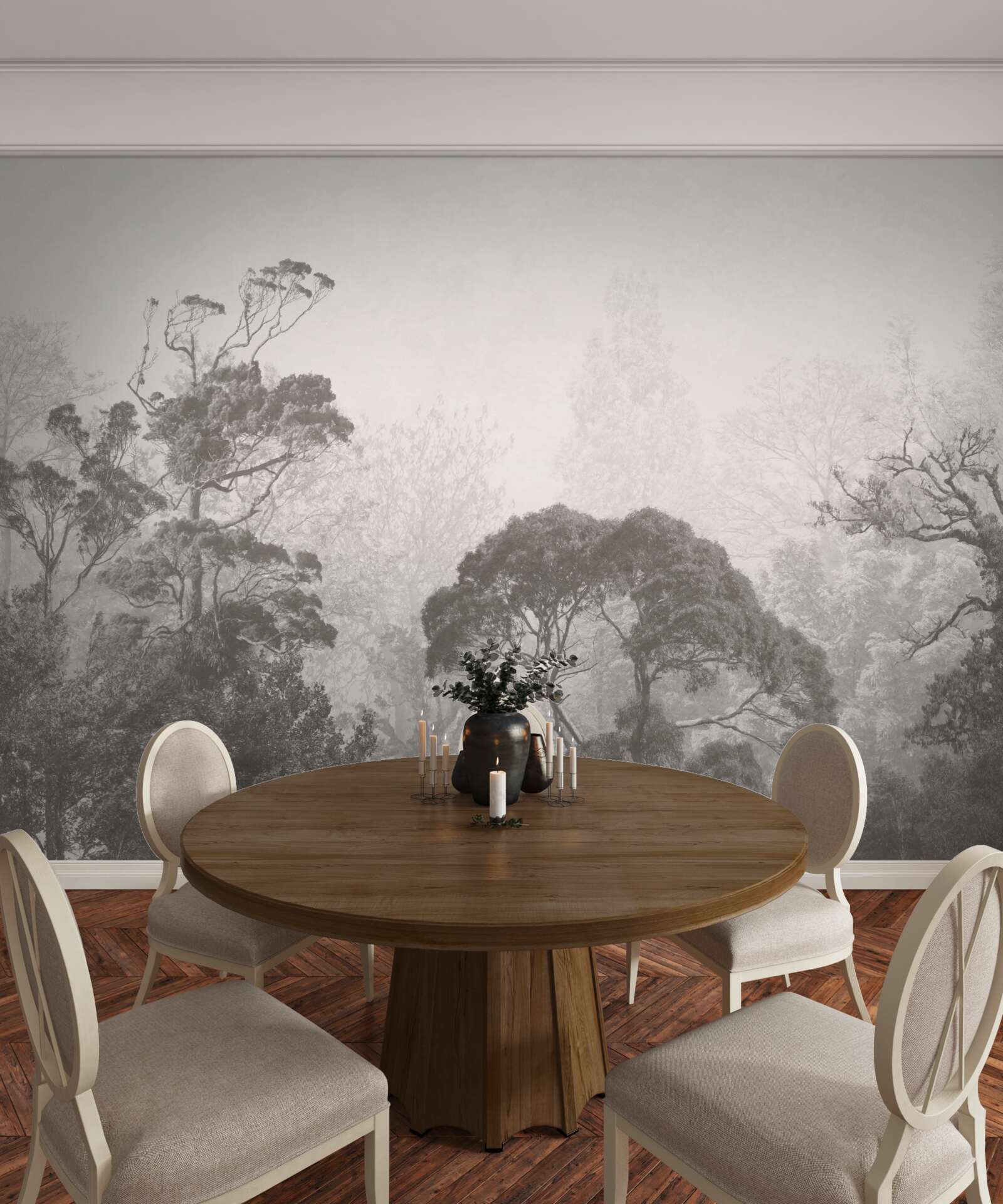 Fototapeta mgła spowija wierzchołki drzew tropikalnych