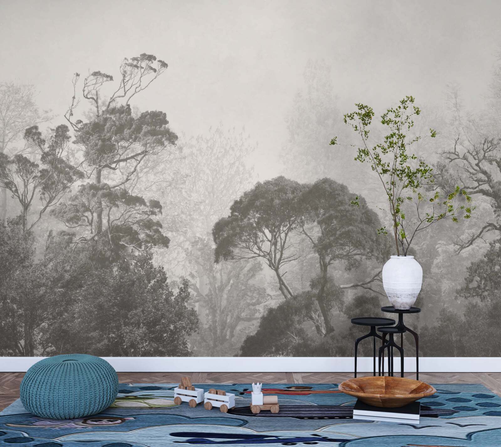 Fototapeta mgła spowija wierzchołki drzew tropikalnych