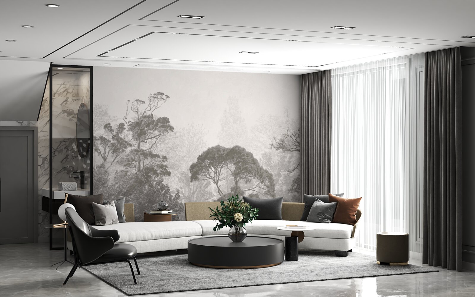 Fototapeta mgła spowija wierzchołki drzew tropikalnych