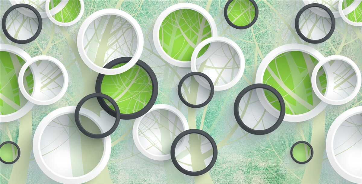 Fototapeta kolorowe kółka z abstrakcyjnymi wizerunkami drzew