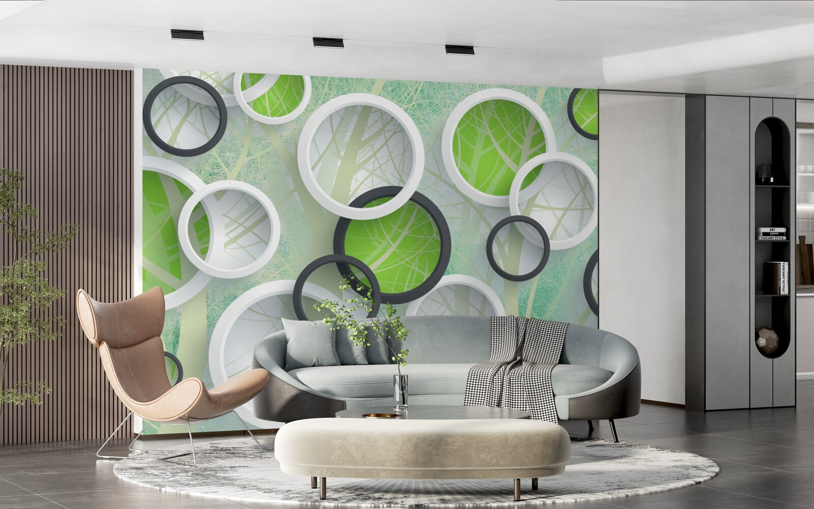 Fototapeta kolorowe kółka z abstrakcyjnymi wizerunkami drzew