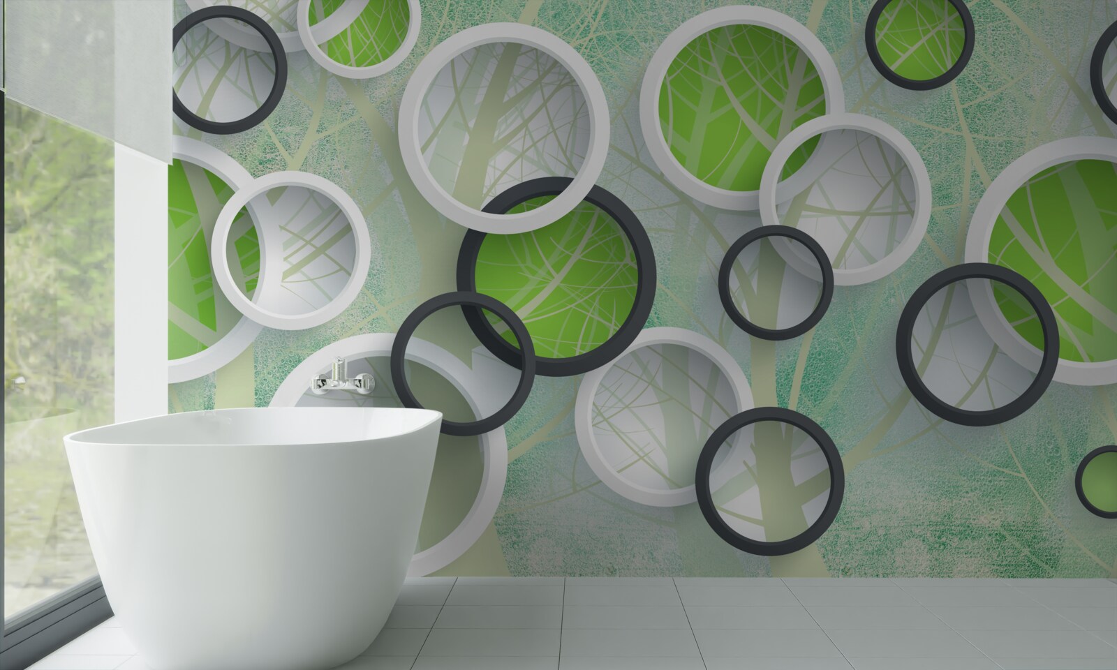 Fototapeta kolorowe kółka z abstrakcyjnymi wizerunkami drzew