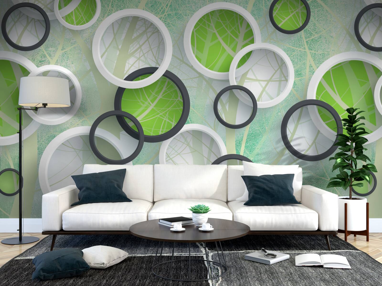 Fototapeta kolorowe kółka z abstrakcyjnymi wizerunkami drzew