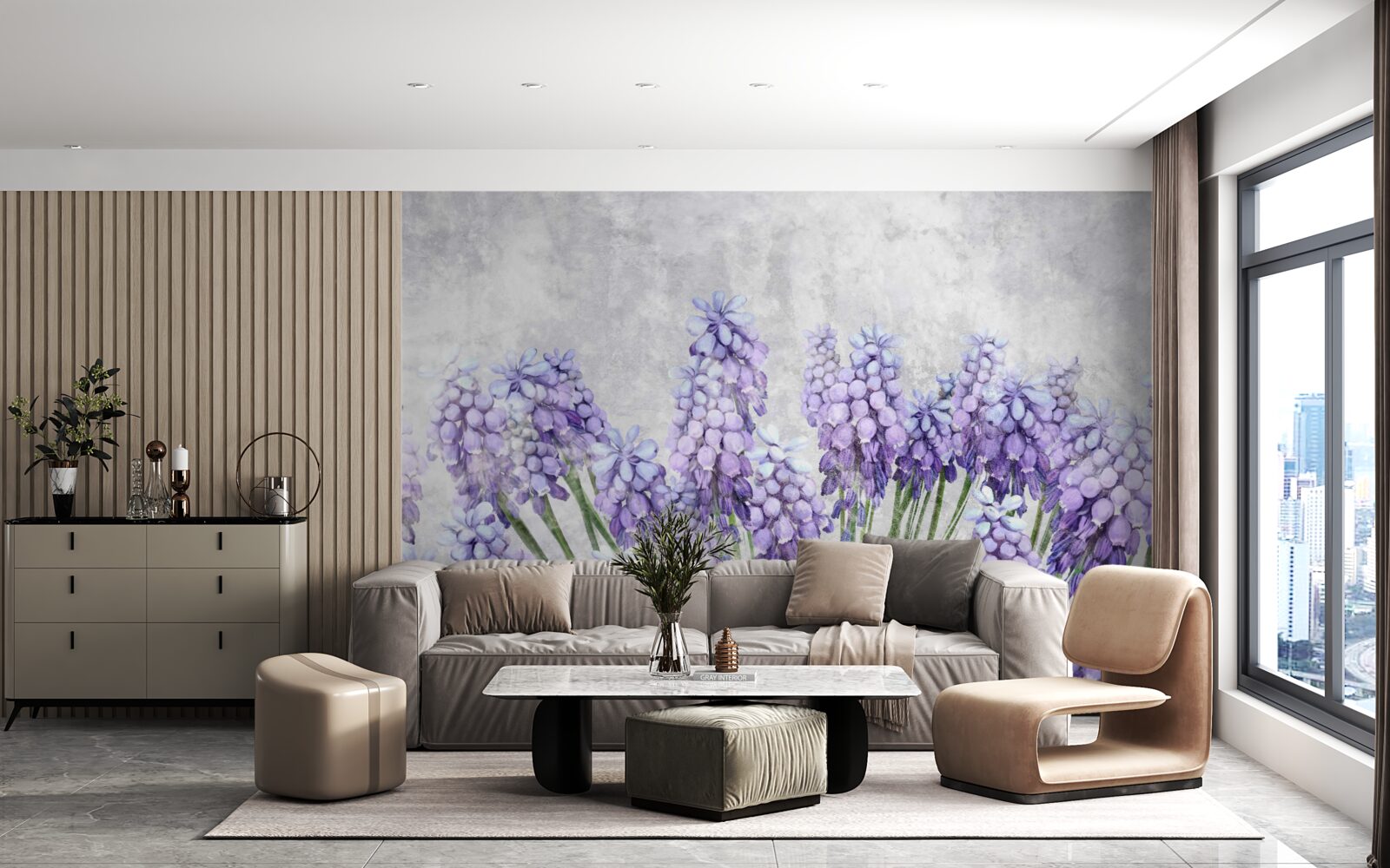 Fototapeta Łąka pięknych fioletowych kwiatów