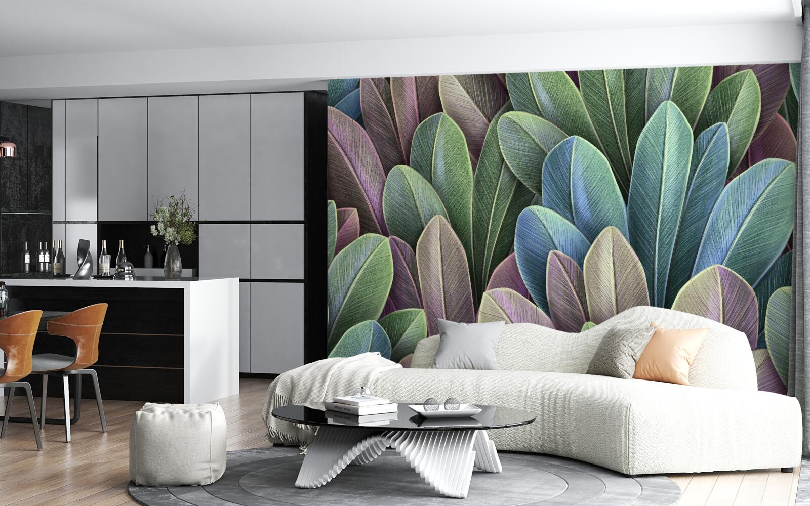 Fototapeta subtelności spektrum kolorów jesiennych liści leśnych