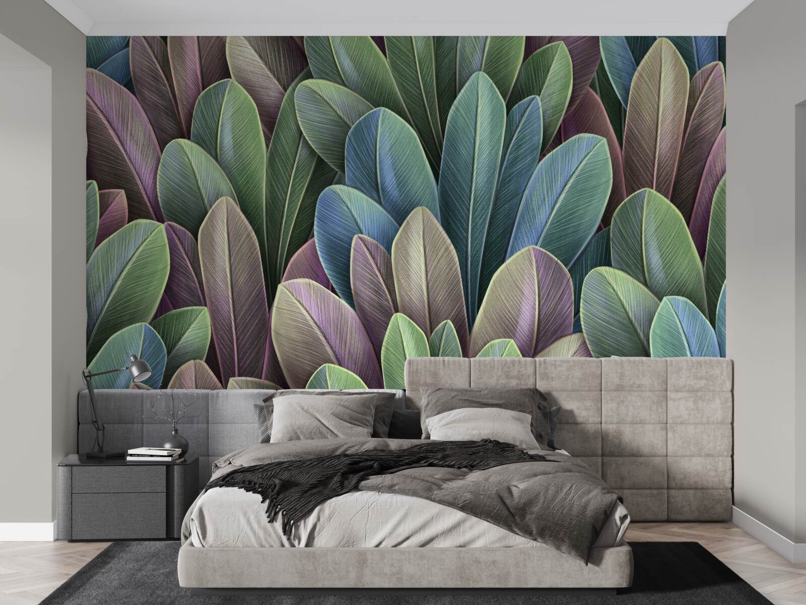 Fototapeta subtelności spektrum kolorów jesiennych liści leśnych