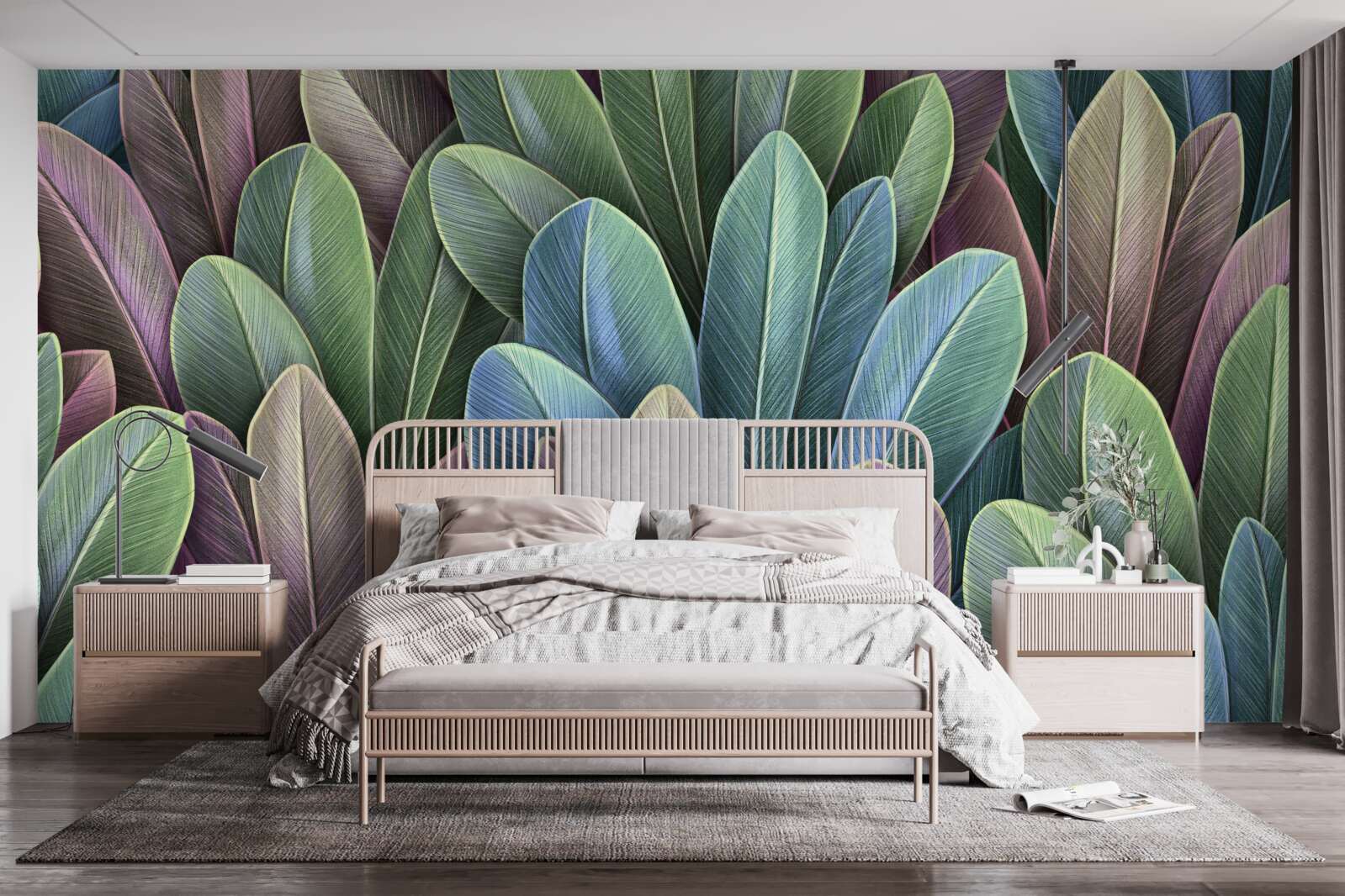 Fototapeta subtelności spektrum kolorów jesiennych liści leśnych