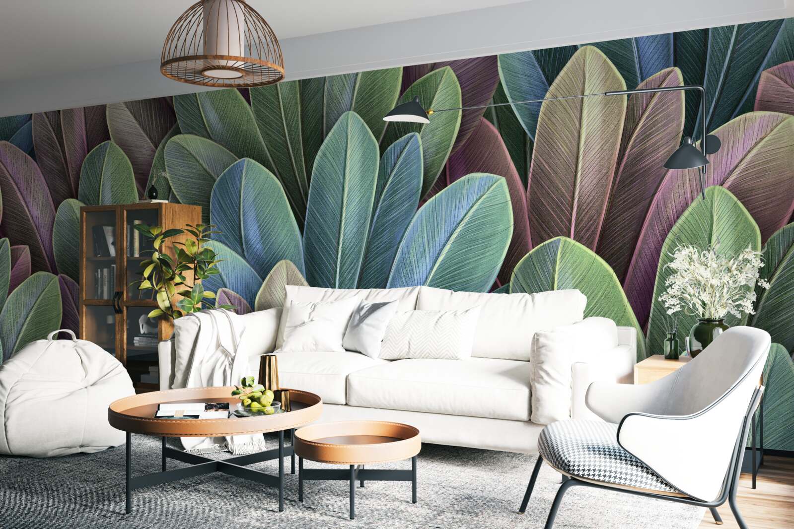 Fototapeta subtelności spektrum kolorów jesiennych liści leśnych