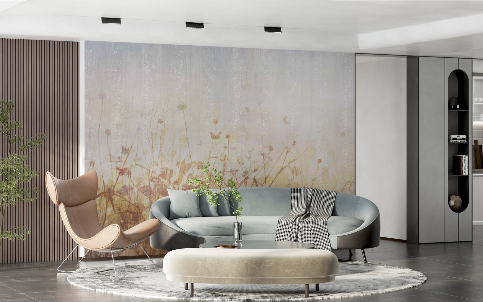 Fototapeta jesienne pole usiane kwiatami łąkowymi