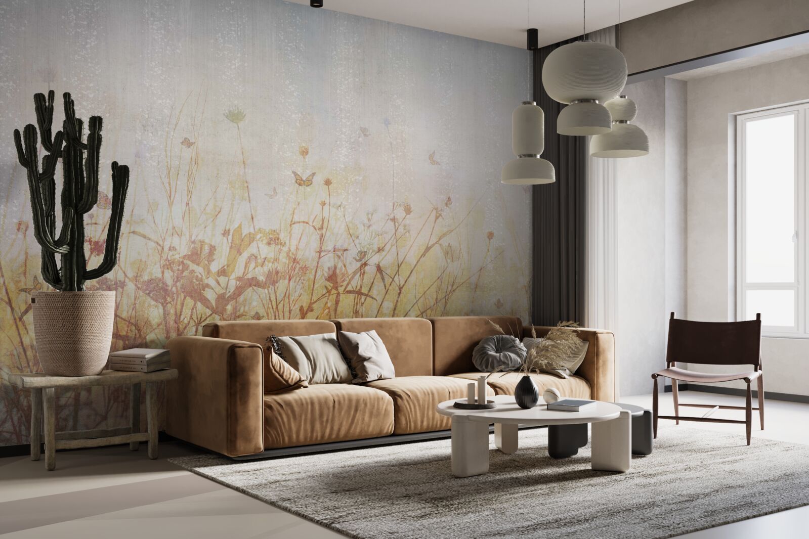 Fototapeta jesienne pole usiane kwiatami łąkowymi