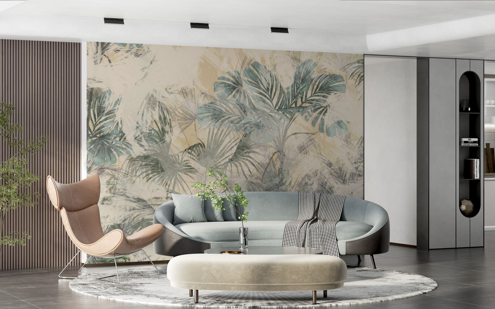 Fototapeta liście palmowe i monstera w kolorze zielonym