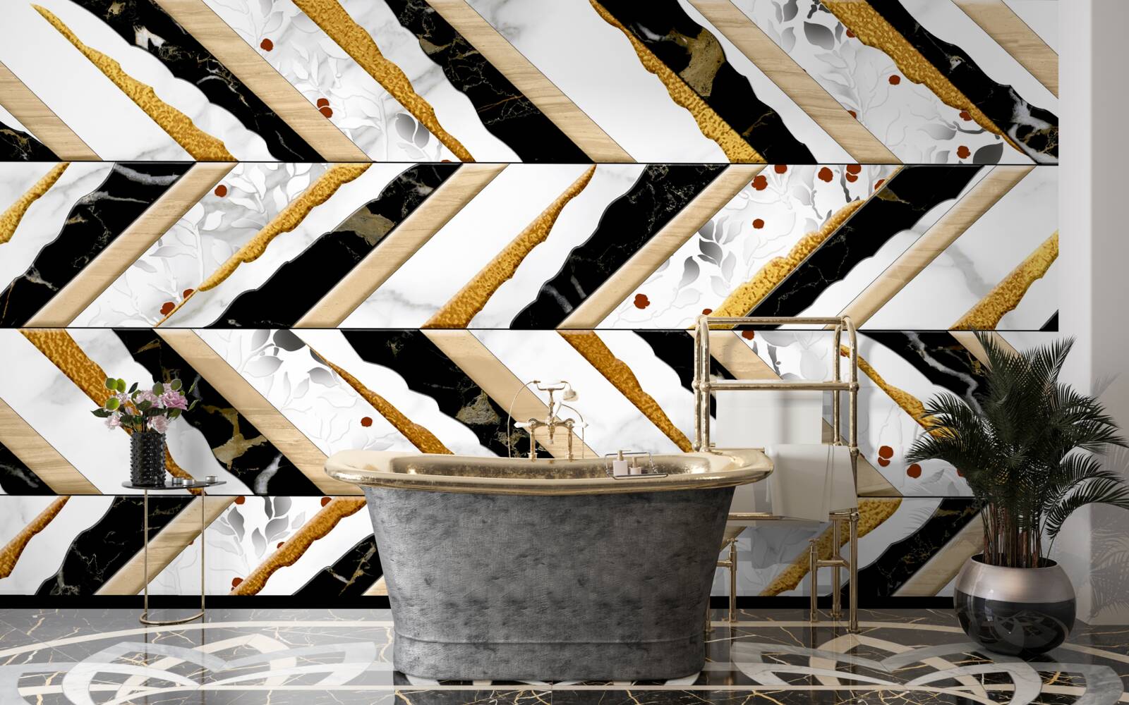 Fototapeta olśniewające linie tańczą zygzakiem w lustrzanym odbiciu