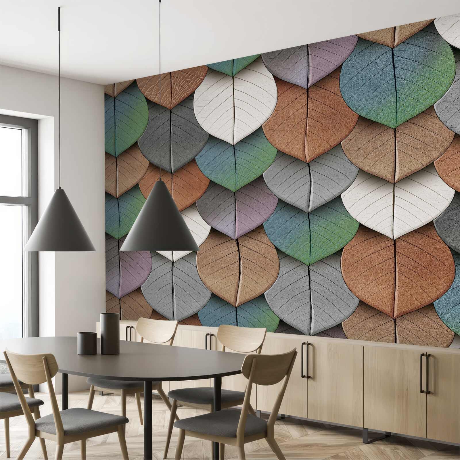 Fototapeta jesienna abstrakcja liści i kwiatów