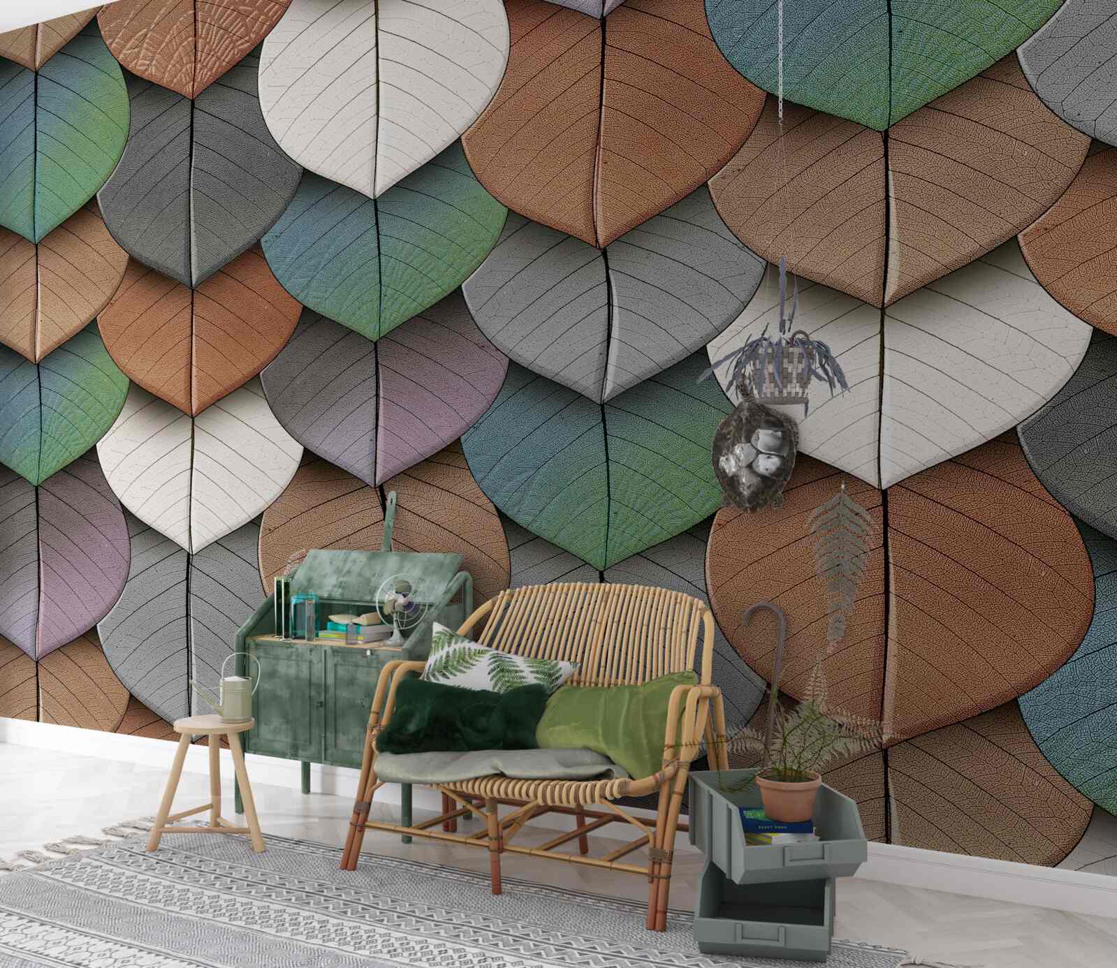 Fototapeta jesienna abstrakcja liści i kwiatów