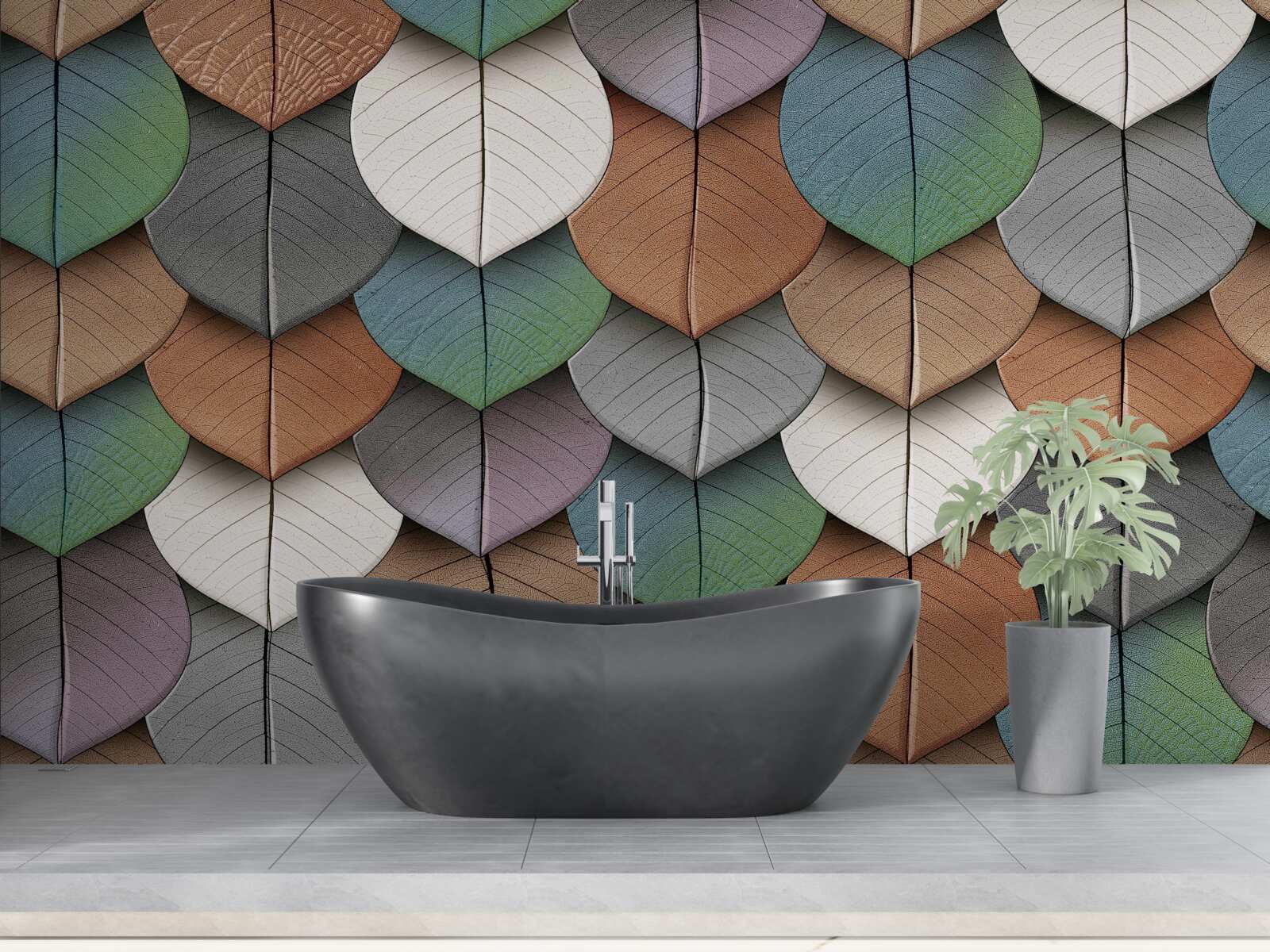 Fototapeta jesienna abstrakcja liści i kwiatów