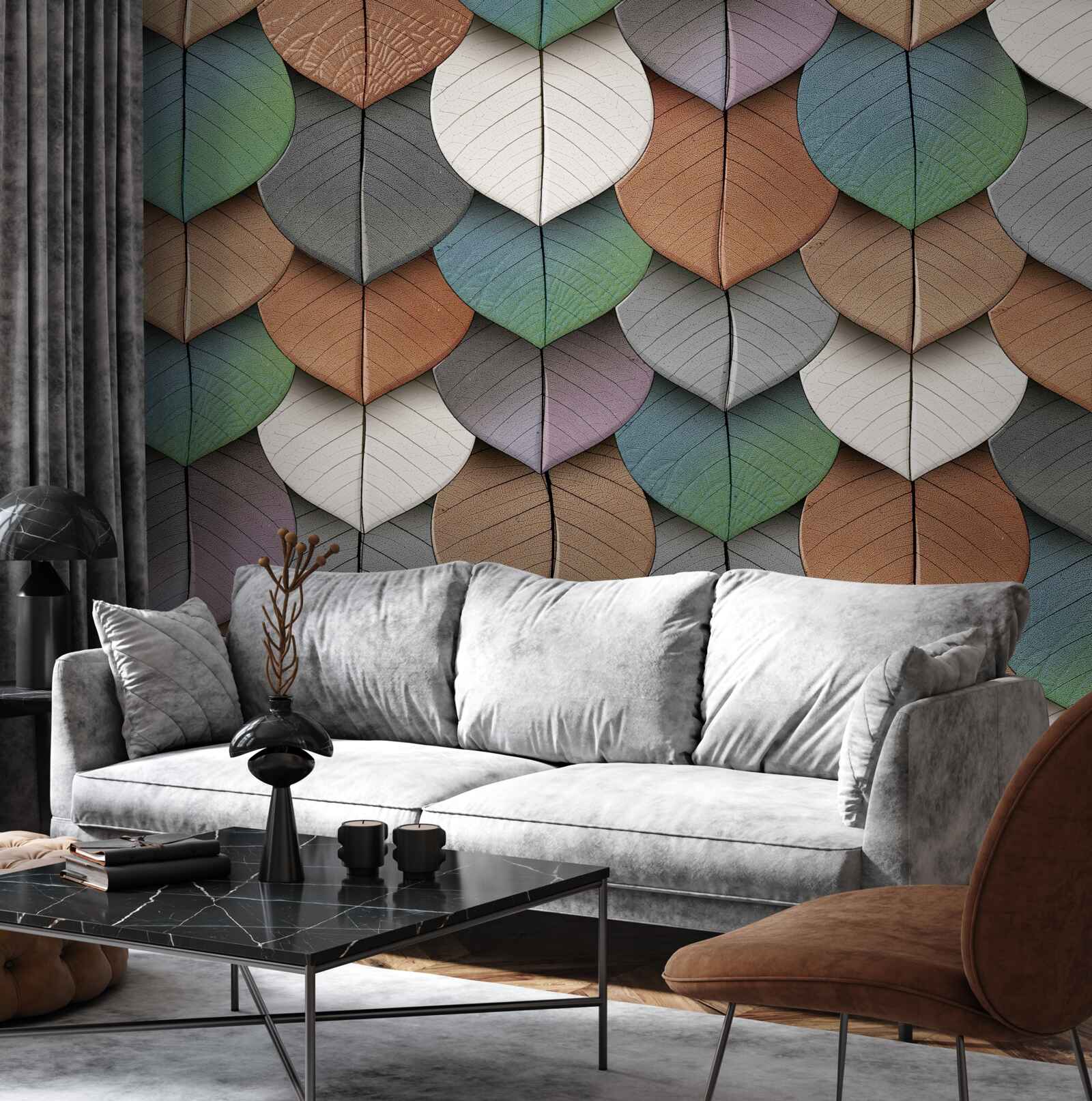 Fototapeta jesienna abstrakcja liści i kwiatów