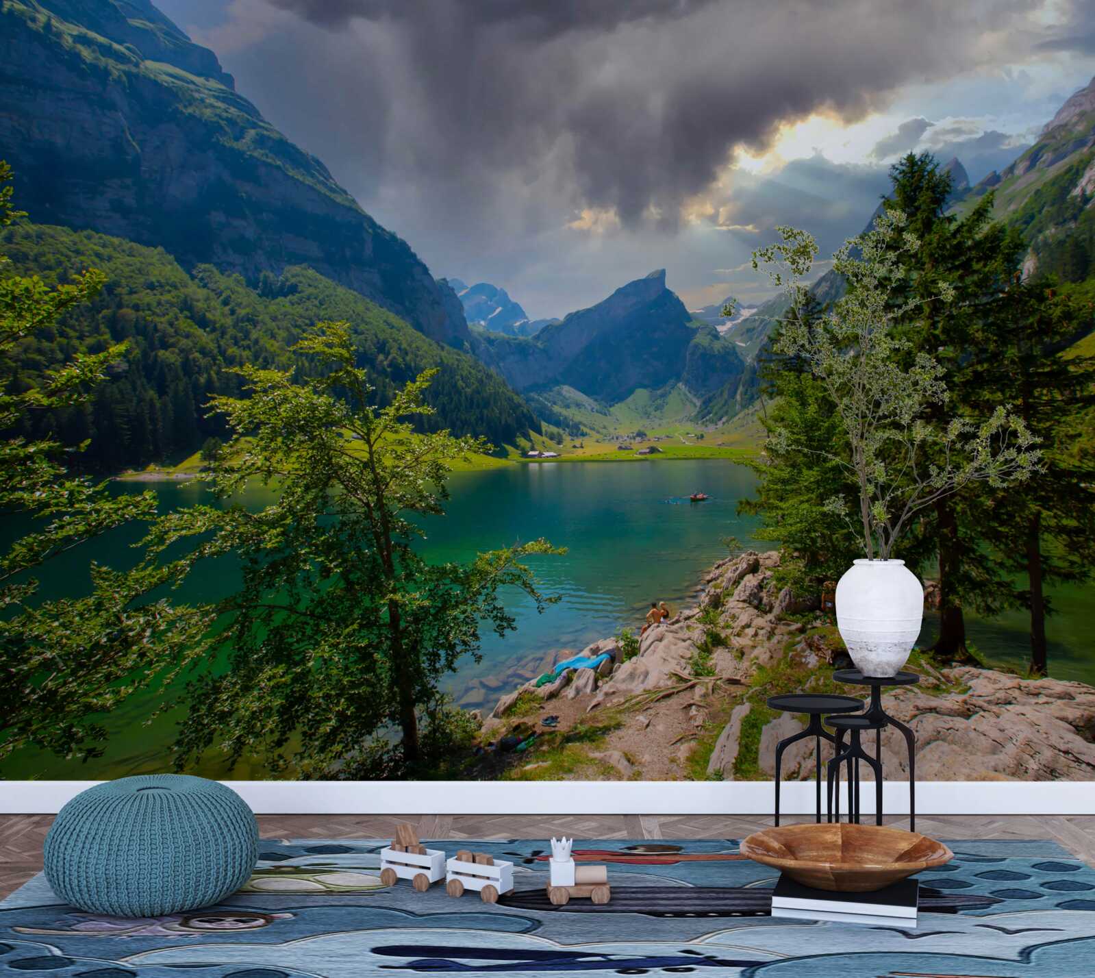 Fototapeta górskie jezioro wkrótce pokryje się deszczowymi chmurami