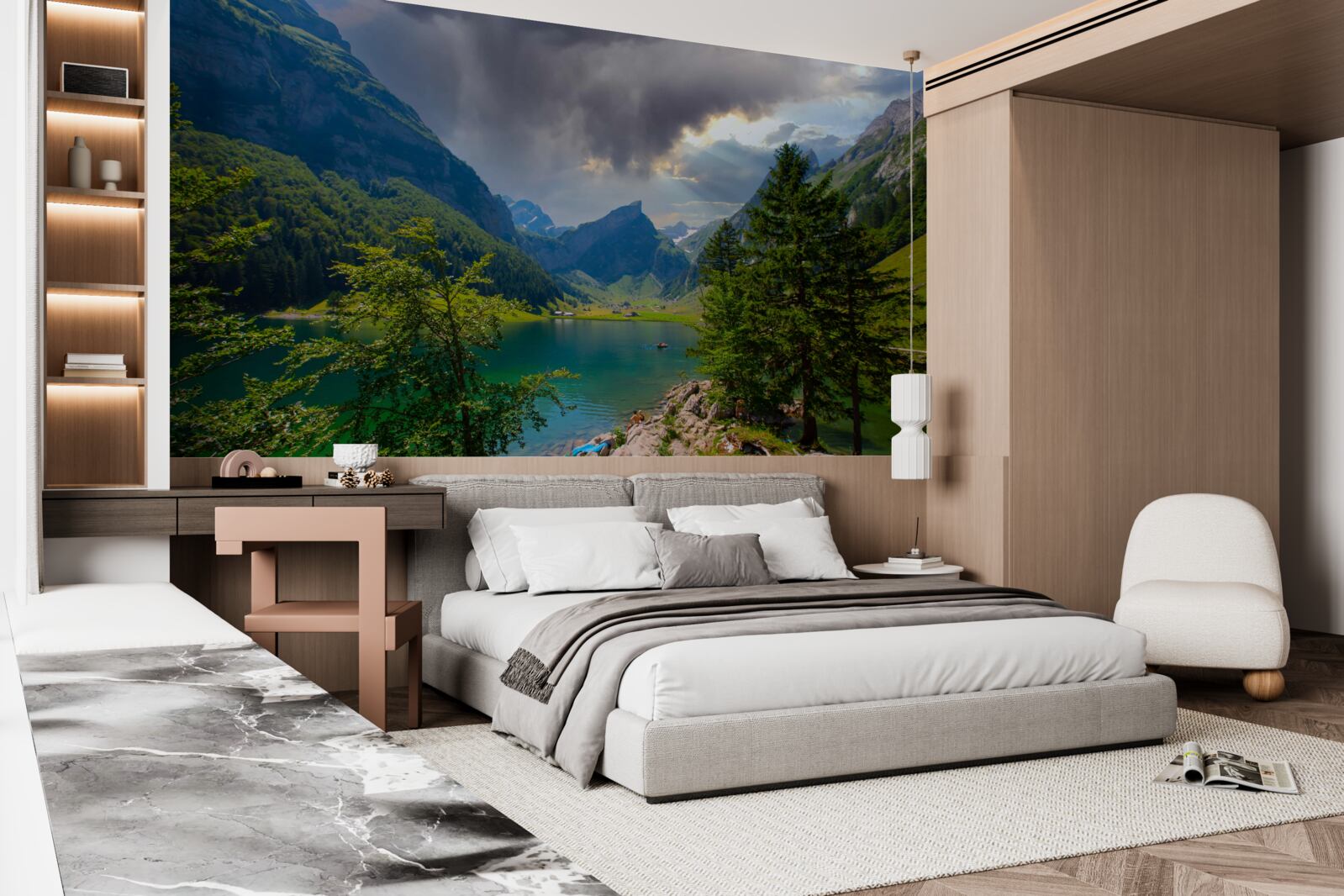 Fototapeta górskie jezioro wkrótce pokryje się deszczowymi chmurami