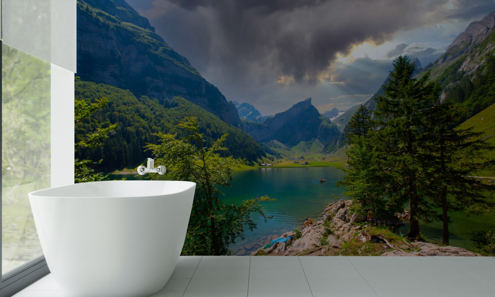 Fototapeta górskie jezioro wkrótce pokryje się deszczowymi chmurami