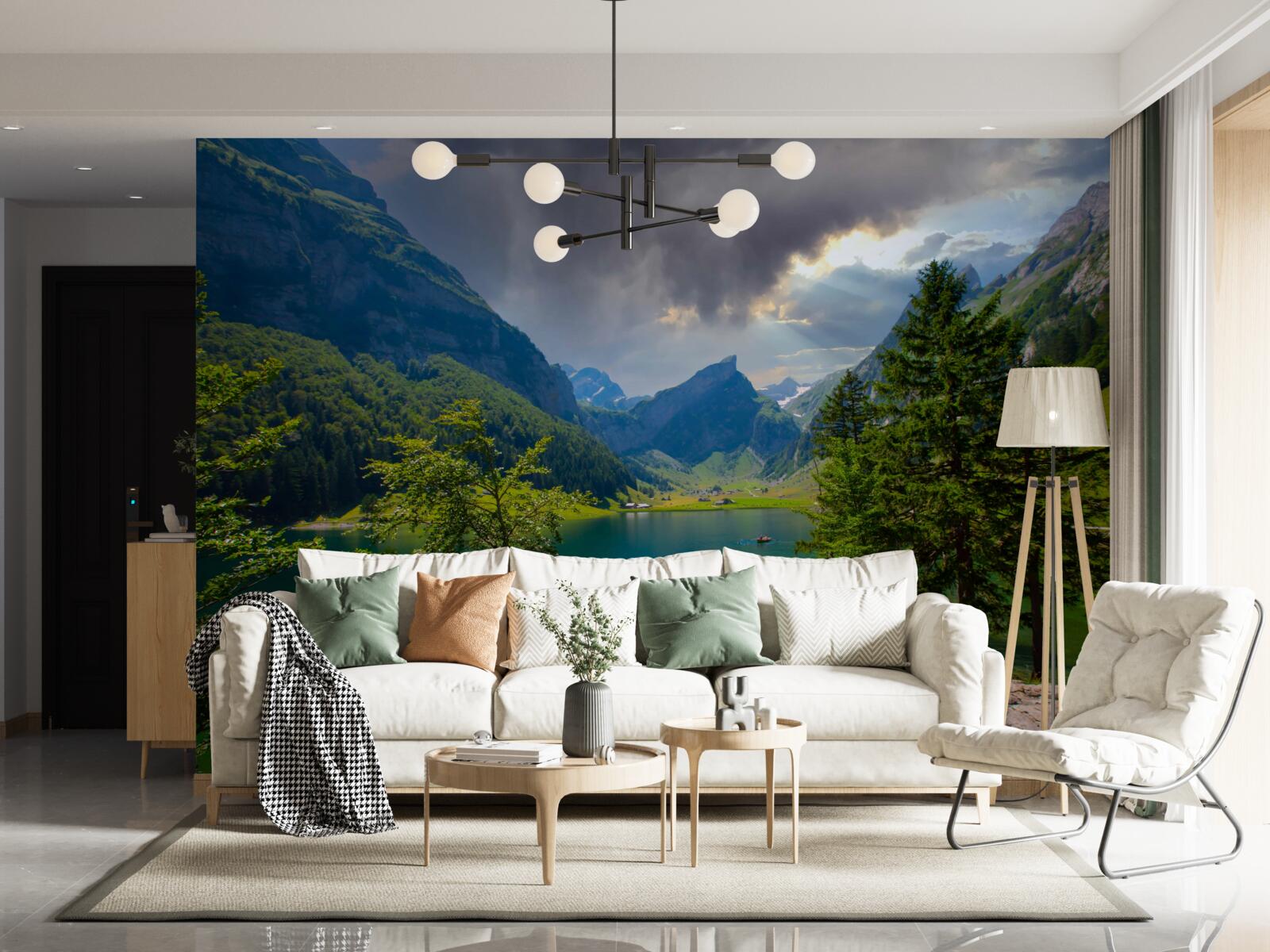 Fototapeta górskie jezioro wkrótce pokryje się deszczowymi chmurami