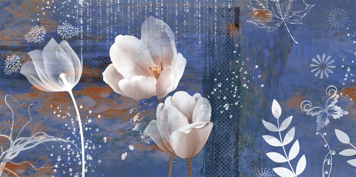 Fototapeta ażurowe tulipany z białymi pąkami