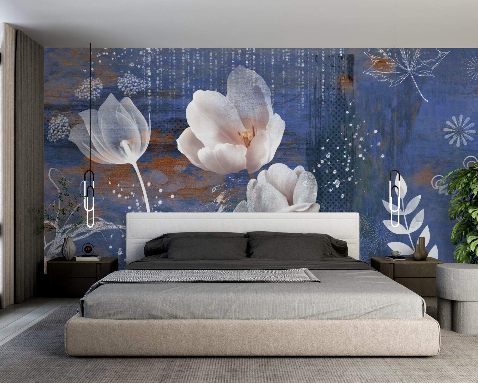 Fototapeta ażurowe tulipany z białymi pąkami