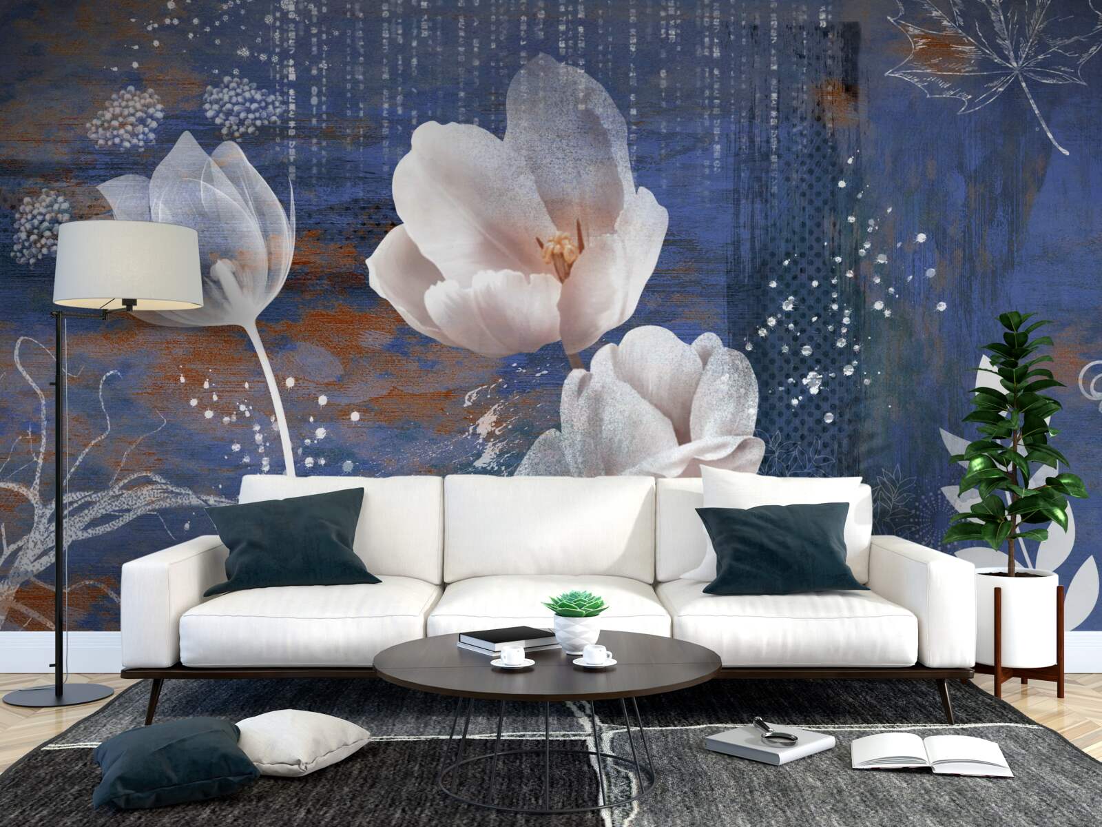 Fototapeta ażurowe tulipany z białymi pąkami