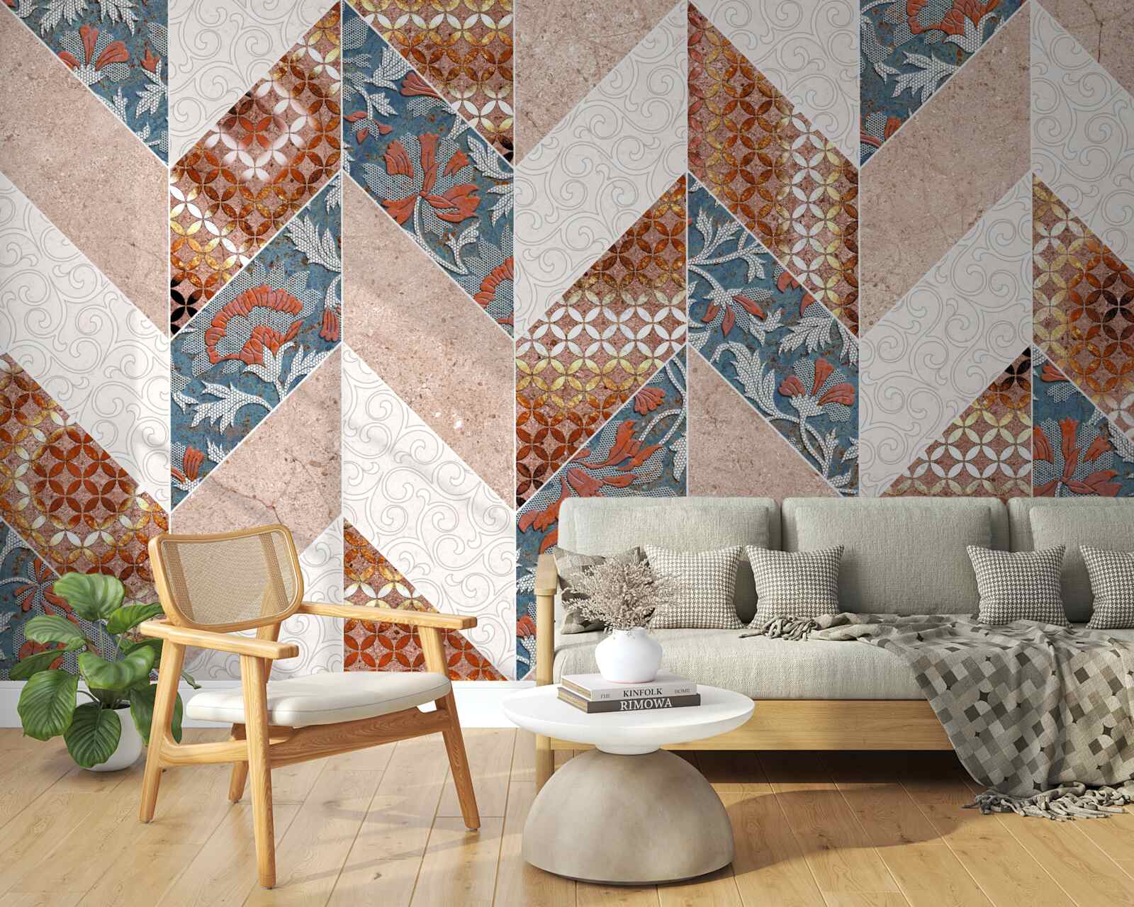 Fototapeta rozjaśnione geometryczne kształty w lustrzanym odbiciu