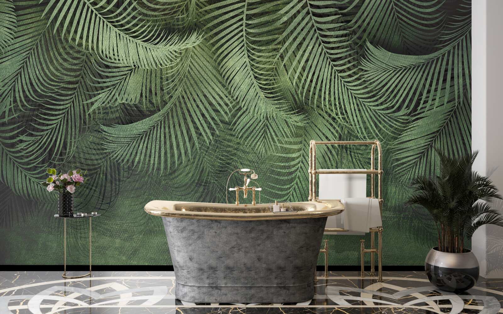 Fototapeta liście palmy wieczornej są grube