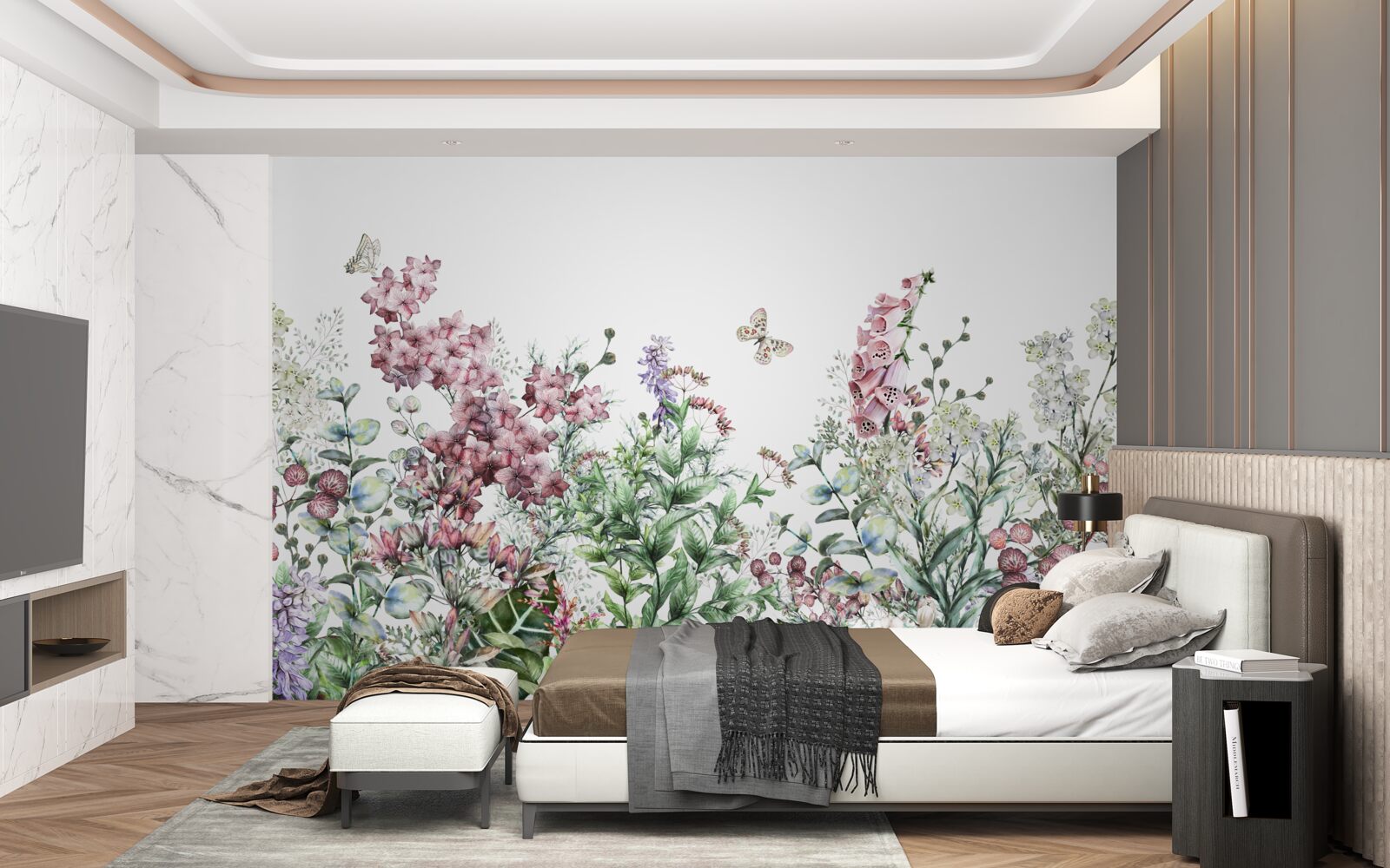 Fototapeta pole łąkowe, cieszące oko jaskrawymi kolorami