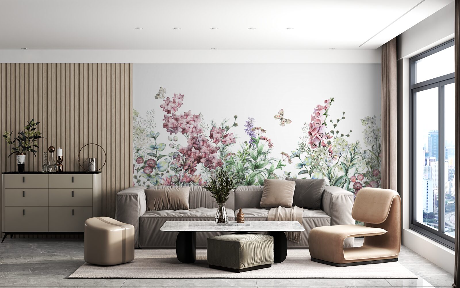 Fototapeta pole łąkowe, cieszące oko jaskrawymi kolorami