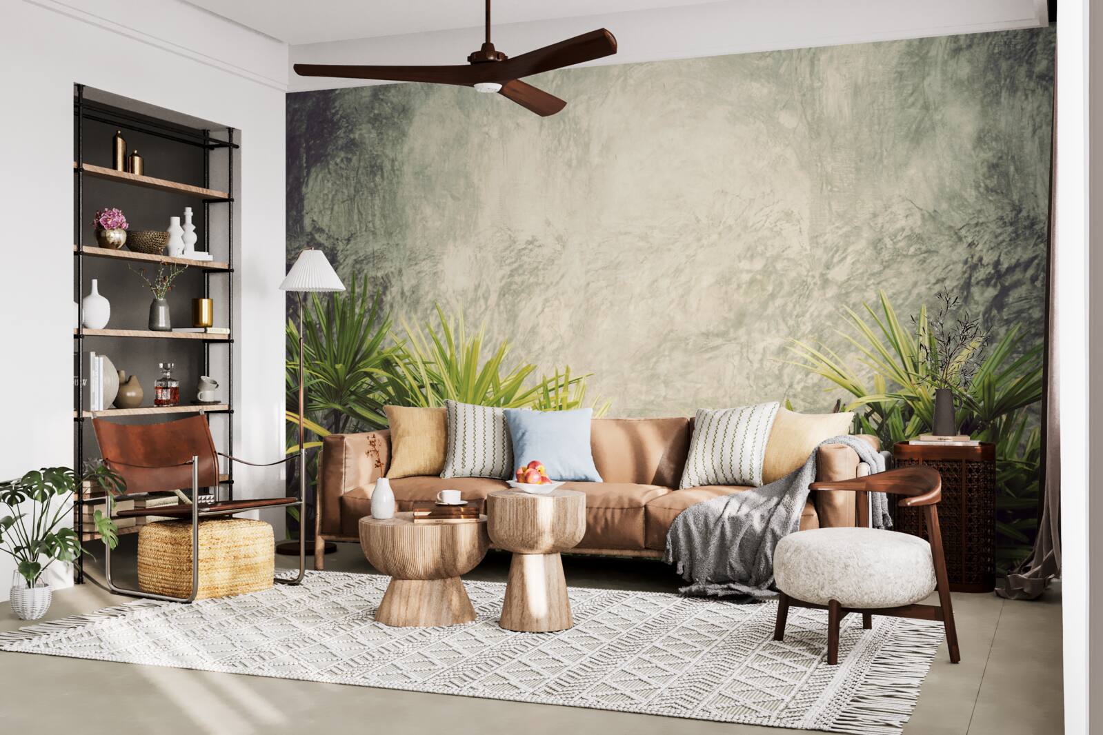 Fototapeta mglisty koc spowija zielone rośliny w dżungli