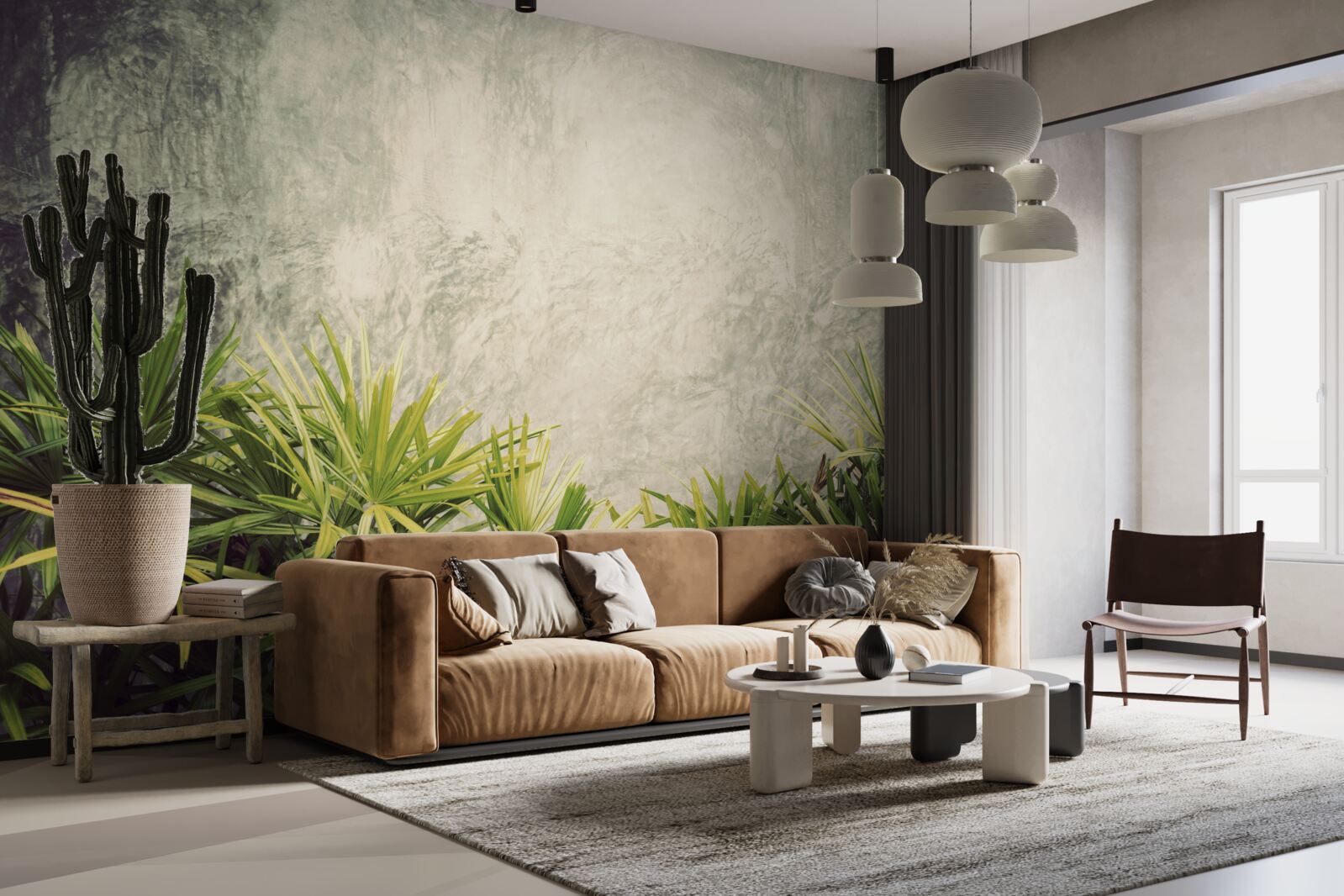 Fototapeta mglisty koc spowija zielone rośliny w dżungli