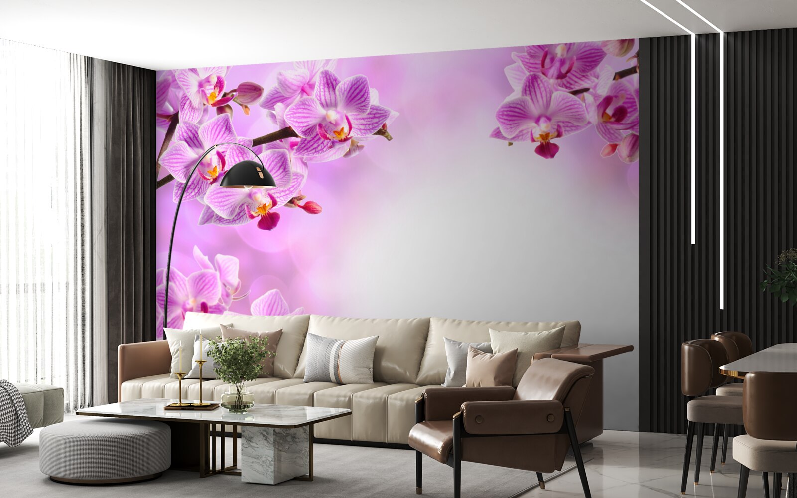 Fototapeta liliowe gałęzie orchidei pokryte kwiatami