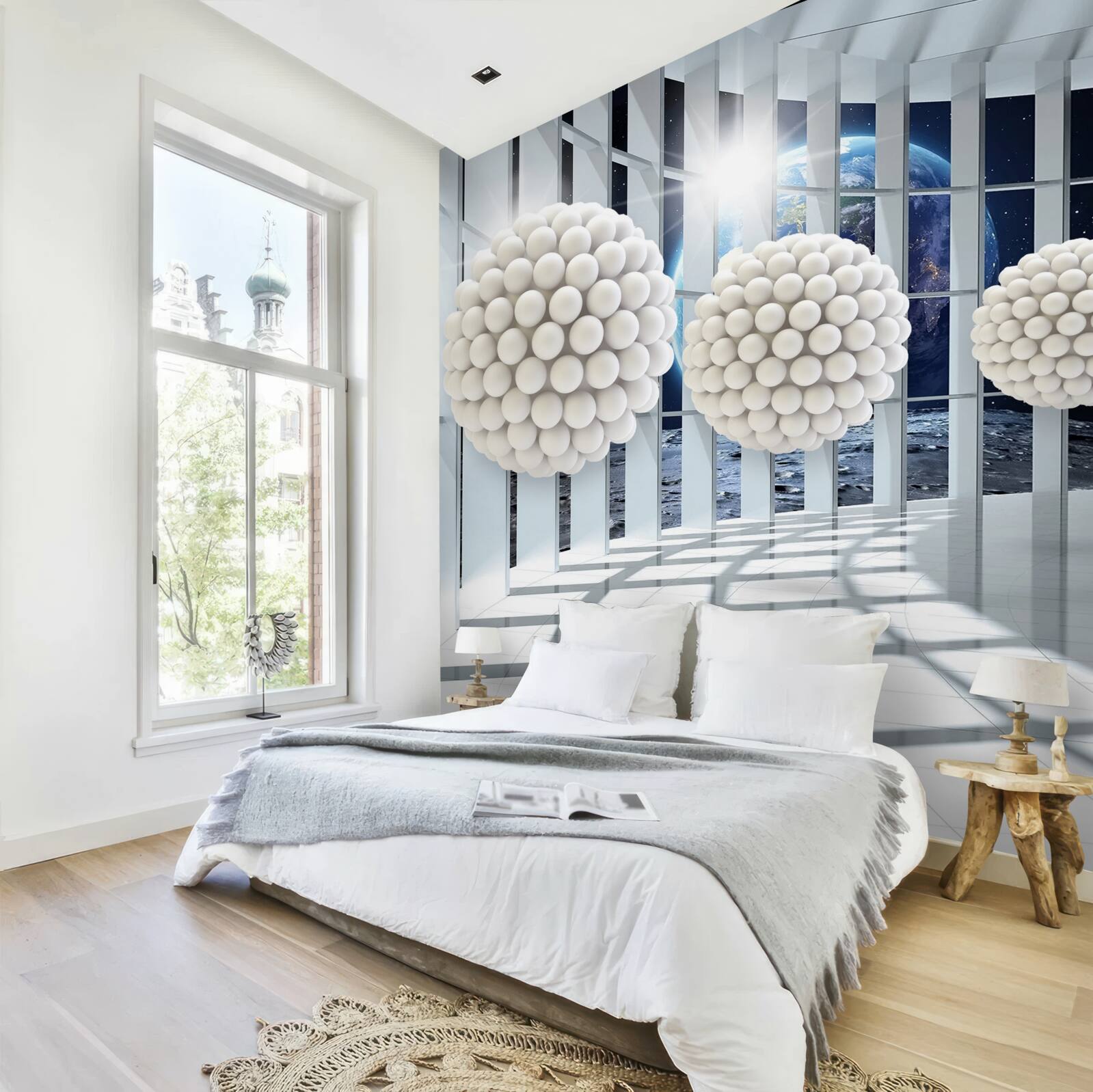 Fototapeta kule kul unoszące się w nocnym przejściu