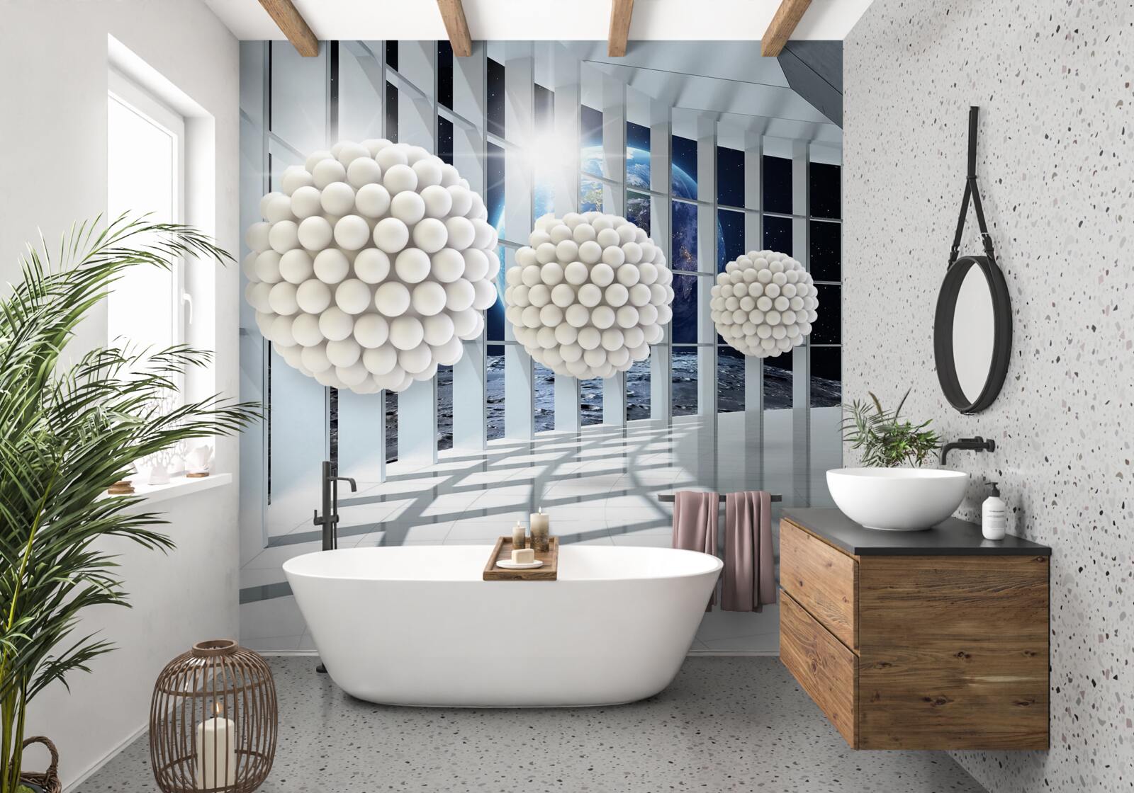 Fototapeta kule kul unoszące się w nocnym przejściu