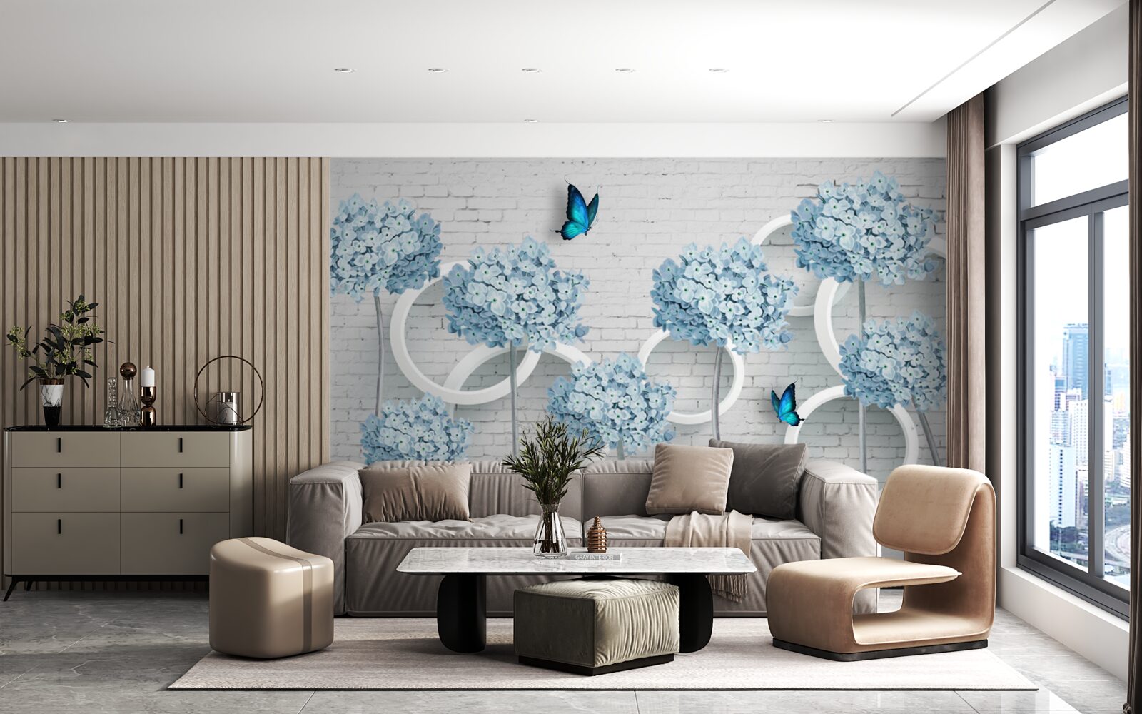 Fototapeta gałęzie bzu z niebieskimi kwiatami na niejednoznacznym tle