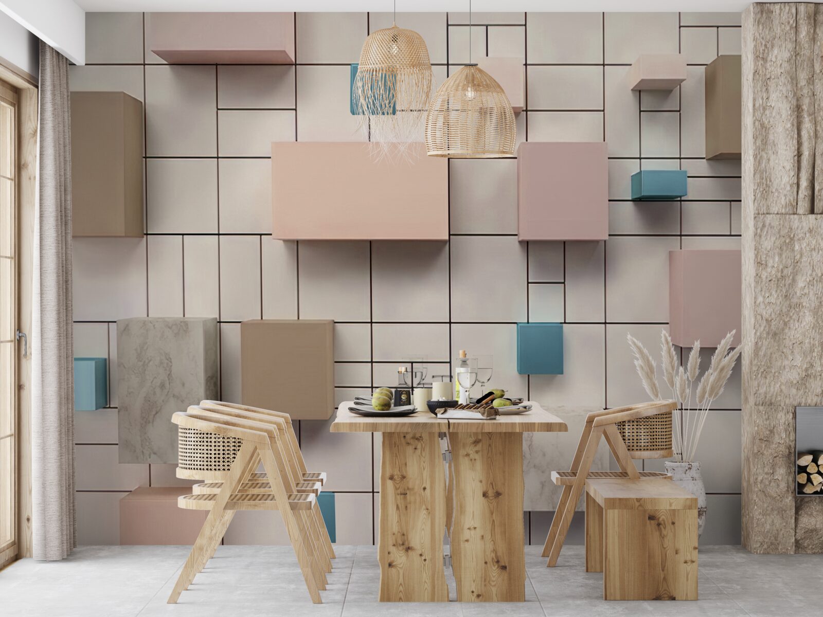 Fototapeta przestronne prostokąty unoszące się w powietrzu