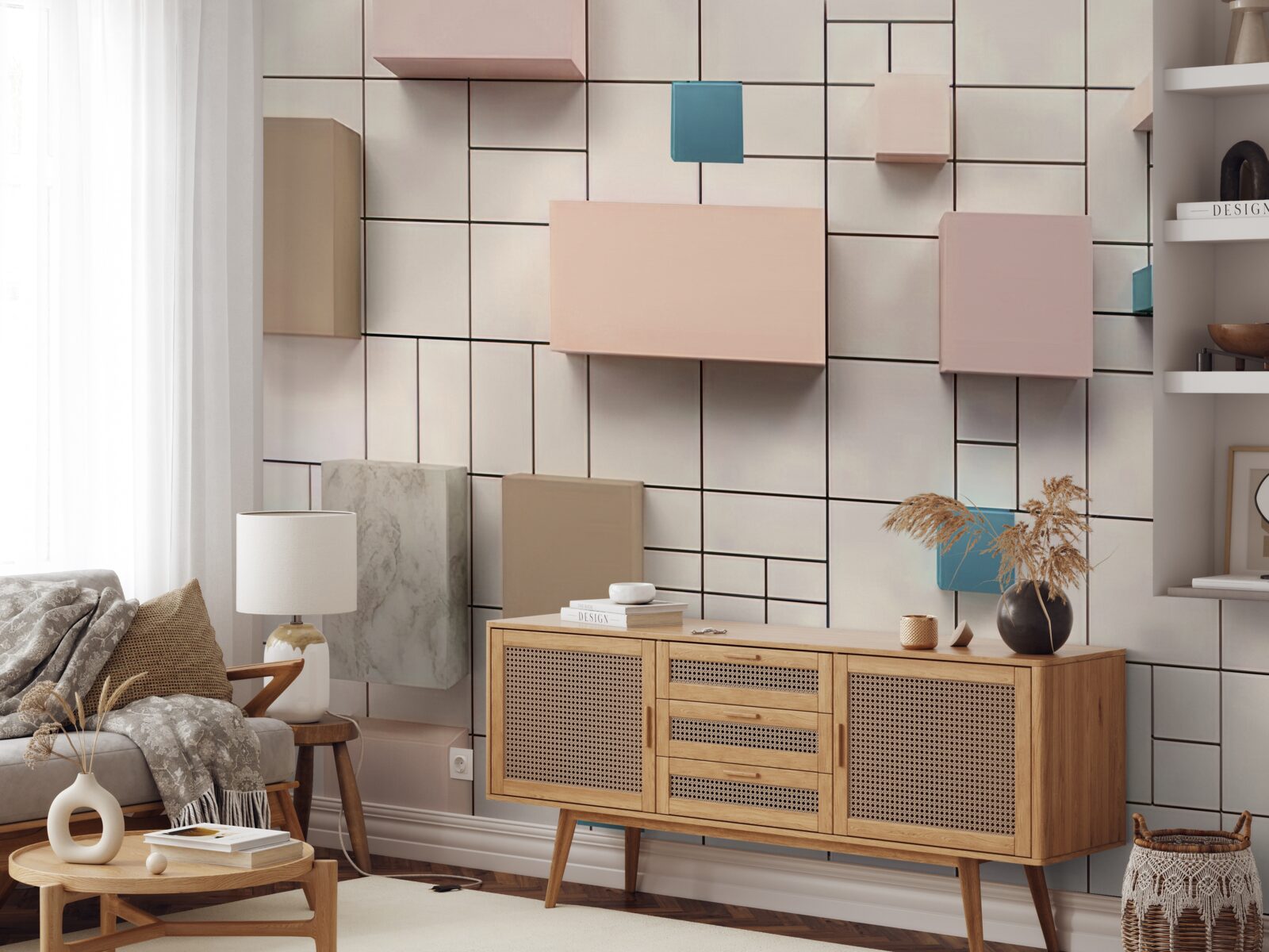 Fototapeta przestronne prostokąty unoszące się w powietrzu